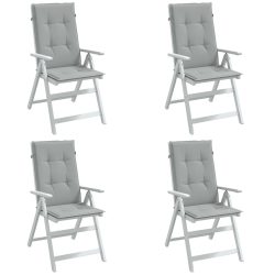   4 db világosszürke szövet magas háttámlájú székpárna 120x50x4cm