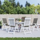 6 db sötétszürke szövet magas háttámlájú székpárna 120x50x4 cm