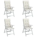 4 db krémszínű szövet magas háttámlájú székpárna 120x50x4 cm