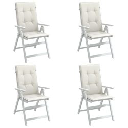   4 db krémszínű szövet magas háttámlájú székpárna 120x50x4 cm