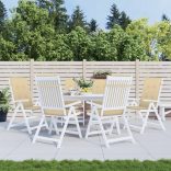 6 db melange bézs szövet magas háttámlájú székpárna 120x50x4 cm