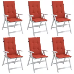  6 db melange piros szövet magas háttámlájú székpárna 120x50x4cm