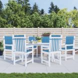 6 db melange kék szövet alacsony háttámlás székpárna 100x50x4cm