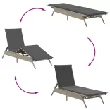2 db világosszürke polyrattan napozóágy asztallal