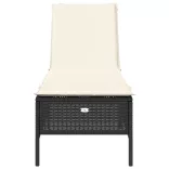 fekete polyrattan napozóágy párnával