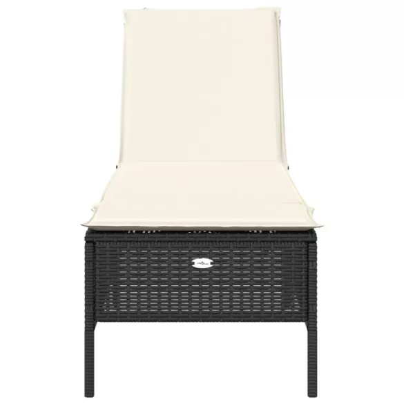 fekete polyrattan napozóágy párnával