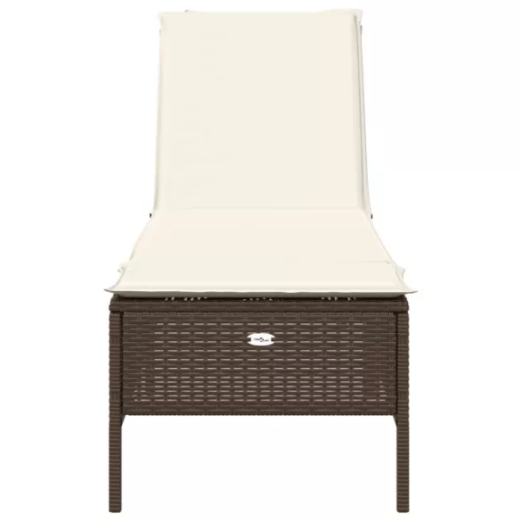 barna polyrattan napozóágy párnával