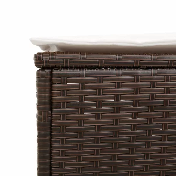 barna polyrattan napozóágy párnával