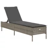 szürke polyrattan napozóágy párnával