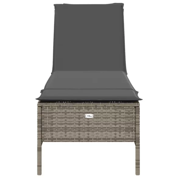 szürke polyrattan napozóágy párnával
