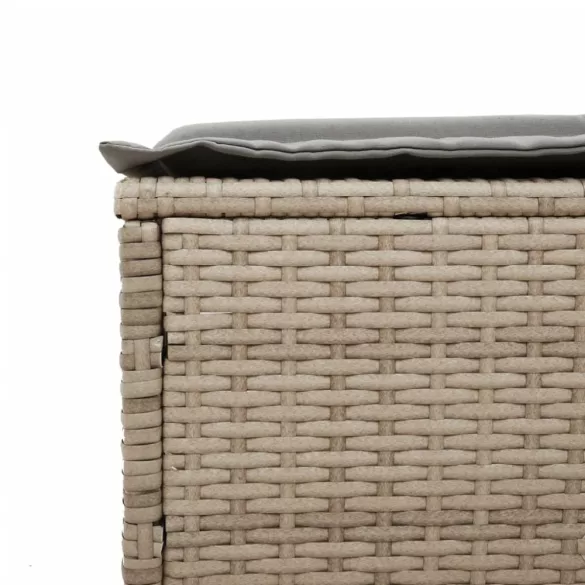 bézs polyrattan napozóágy párnával