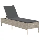 világosszürke polyrattan napozóágy párnával