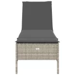 világosszürke polyrattan napozóágy párnával