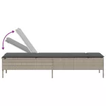világosszürke polyrattan napozóágy párnával