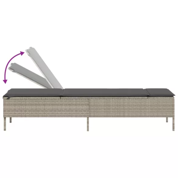 világosszürke polyrattan napozóágy párnával