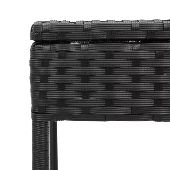 fekete polyrattan napozóágy asztallal és párnával