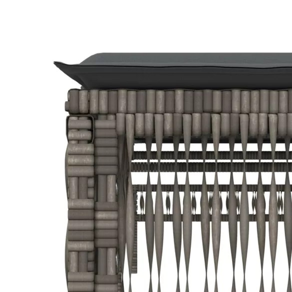 2 db szürke polyrattan napozóágy asztallal
