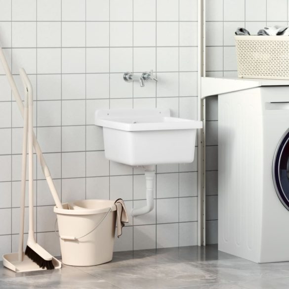 fehér gyanta falra szerelhető mosdókagyló 40 x 40 x 24 cm