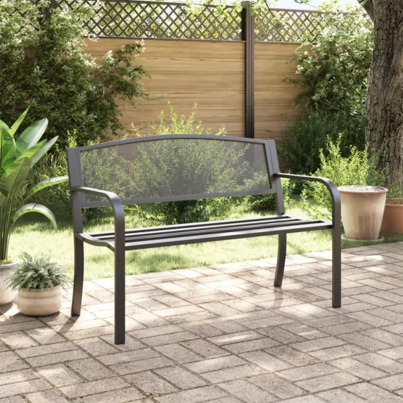 fekete acél kerti pad 119 cm