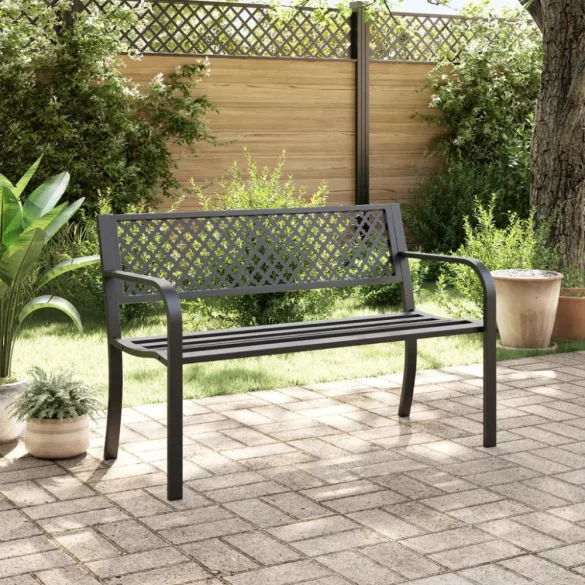 fekete acél kerti pad 119 cm