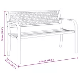 fekete acél kerti pad 119 cm