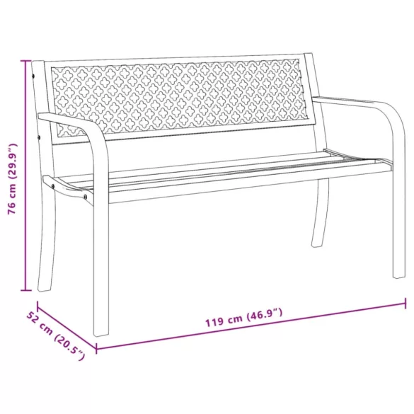 fekete acél kerti pad 119 cm