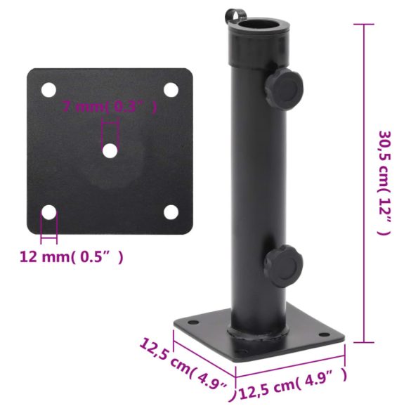 matt fekete acél napernyőtalp rúdhoz Ø38/48 mm