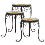 3 db terrakotta és fehér kerámia növényállvány