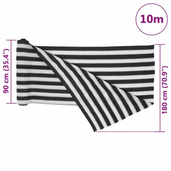 antracitszürke és fehér HDPE belátásgátló háló 1,8x10 m 75 g/m²