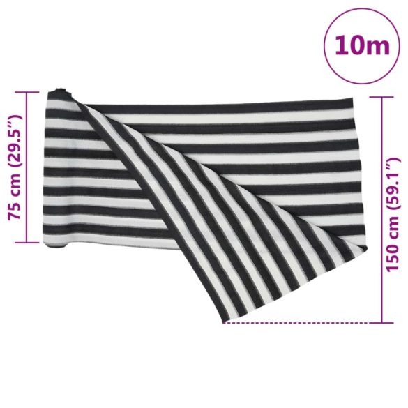 antracitszürke és fehér HDPE belátásgátló háló 1,5x10m 150 g/m²