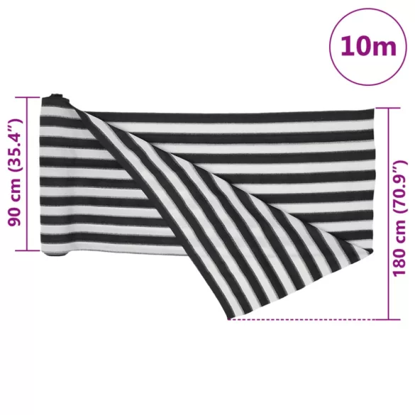 antracitszürke és fehér HDPE belátásgátló háló 1,8x10m 150 g/m²