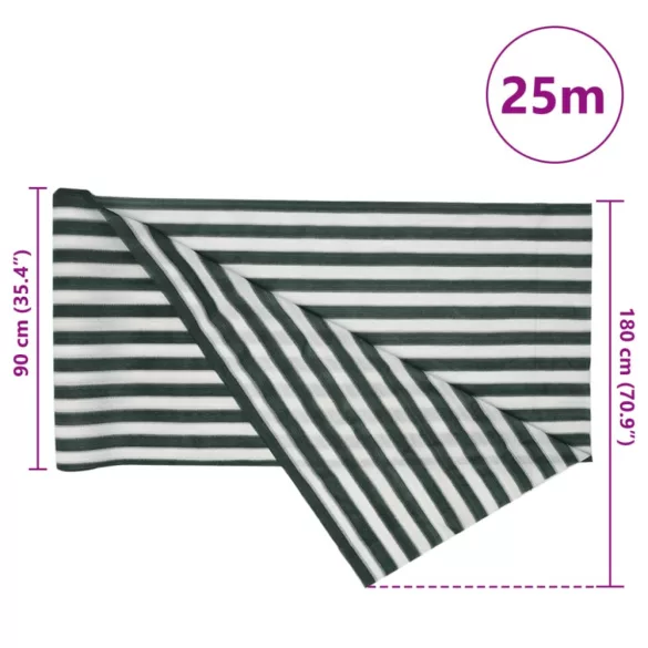 zöld és fehér HDPE belátásgátló háló 1,8 x 25 m 195 g/m²