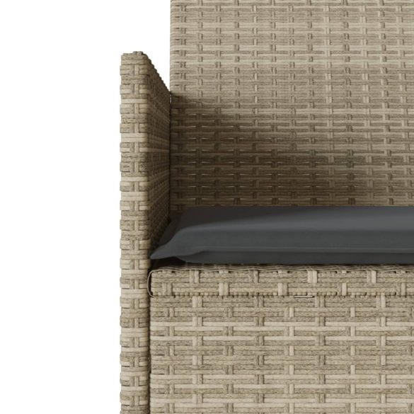 szürke polirattan 2 személyes kerti kanapé asztallal, párnákkal