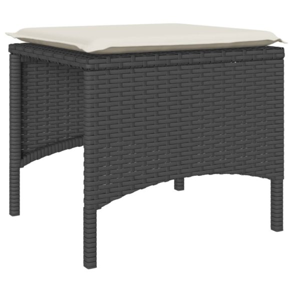 2 személyes fekete polyrattan kerti kanapé asztallal/székkel