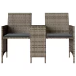 2 személyes szürke polyrattan kerti kanapé asztallal/székkel