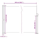 antracitszürke behúzható oldalsó napellenző 160 x 500 cm