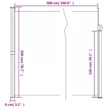 krémszínű behúzható oldalsó napellenző 200 x 500 cm