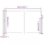 antracitszürke behúzható oldalsó napellenző 120 x 600 cm