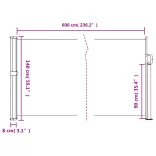 antracitszürke behúzható oldalsó napellenző 140 x 600 cm