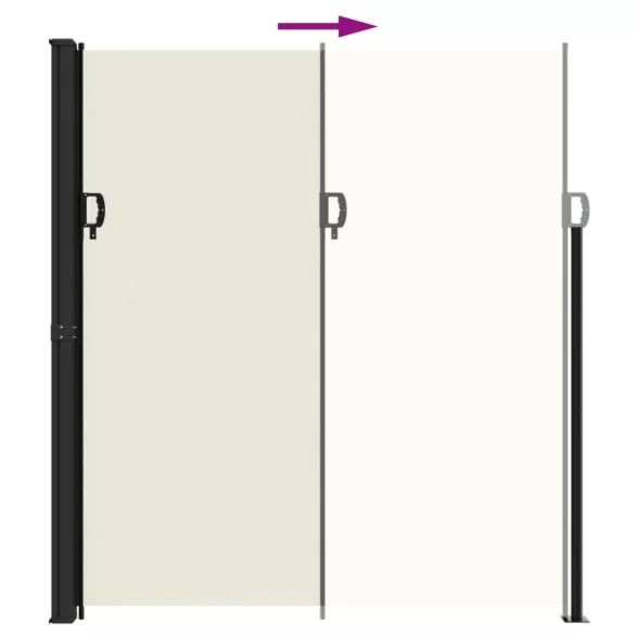 krémszínű behúzható oldalsó napellenző 220 x 600 cm