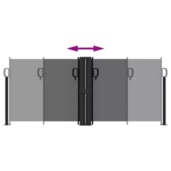 fekete behúzható oldalsó napellenző 100 x 600 cm