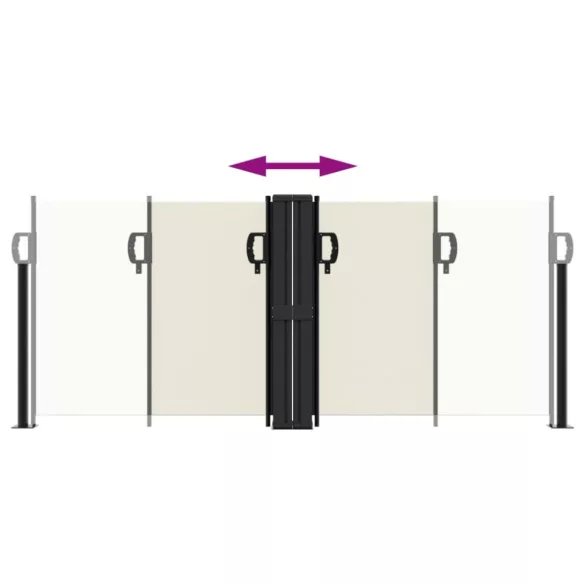 krémszínű behúzható oldalsó napellenző 100 x 600 cm