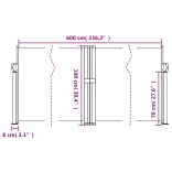 barna behúzható oldalsó napellenző 100 x 600 cm