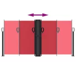 piros behúzható oldalsó napellenző 120 x 600 cm