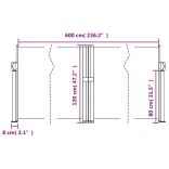 barna behúzható oldalsó napellenző 120 x 600 cm