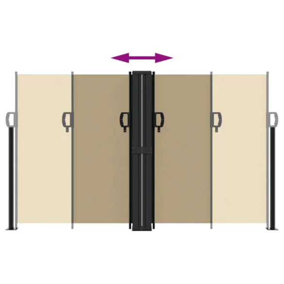 bézs behúzható oldalsó napellenző 140 x 600 cm