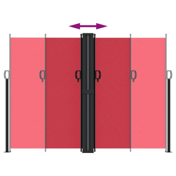 piros behúzható oldalsó napellenző 180 x 600 cm