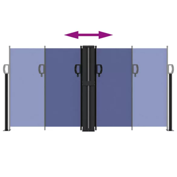 kék behúzható oldalsó napellenző 120 x 1000 cm