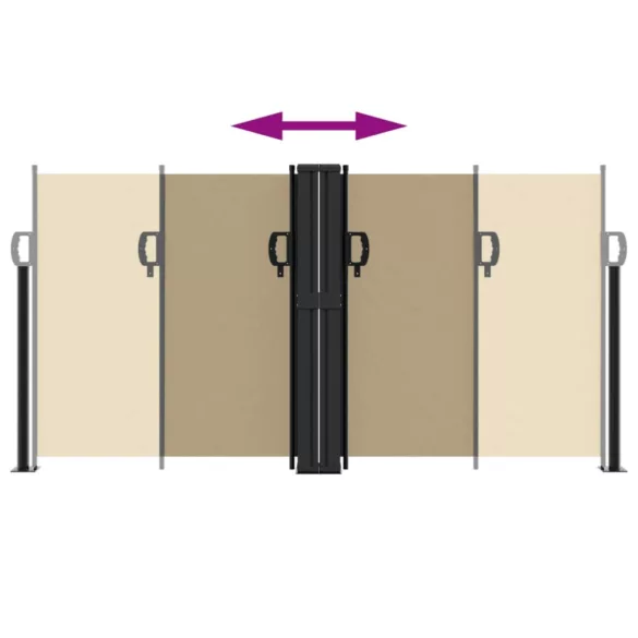 bézs behúzható oldalsó napellenző 120 x 1000 cm