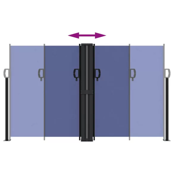 kék behúzható oldalsó napellenző 140 x 1000 cm